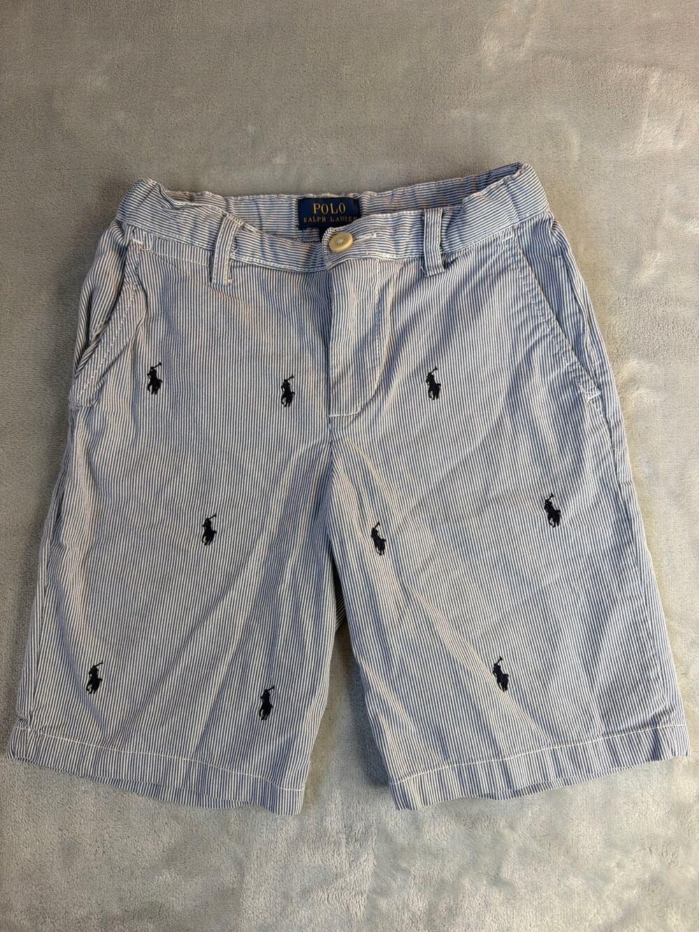Polo Ralph Lauren All-Over Pony Blue/White Striped Seersucker Shorts size 7